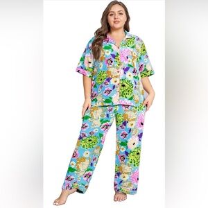 Women’s Floral Blue Cotton Pajama Set